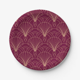 Art Deco-Muster mit goldenen geometrischen Fächerm Pappteller