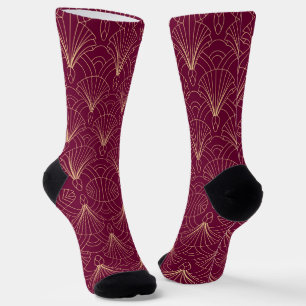 Art Deco-Muster mit goldenen geometrischen Fächerm Socken