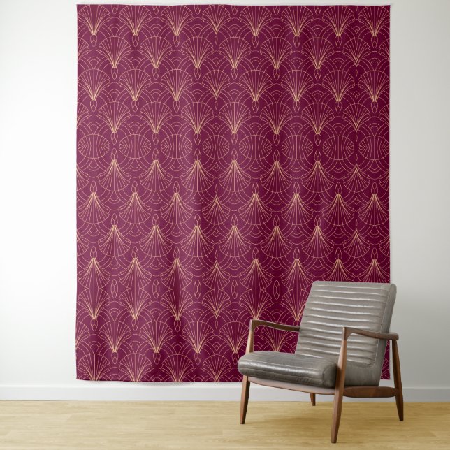 Art-Deco-Muster mit goldenen geometrischen Fächerm Wandteppich (Beispiel)