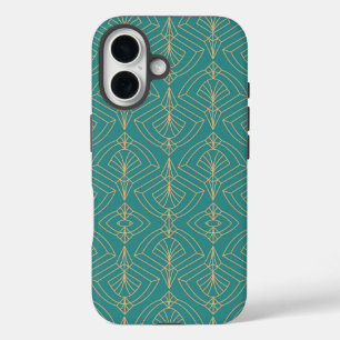 Art Deco-Muster mit goldenen geometrischen Formen iPhone 16 Hülle
