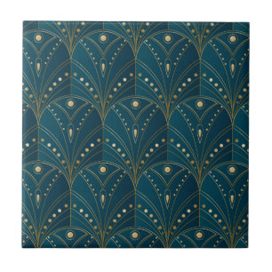 Art-Deco-Muster mit goldenen geometrischen Formen Fliese