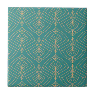 Art Deco-Muster mit goldenen geometrischen Formen Fliese