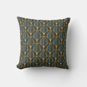 Art Deco-Muster mit goldenen geometrischen Formen  Kissen