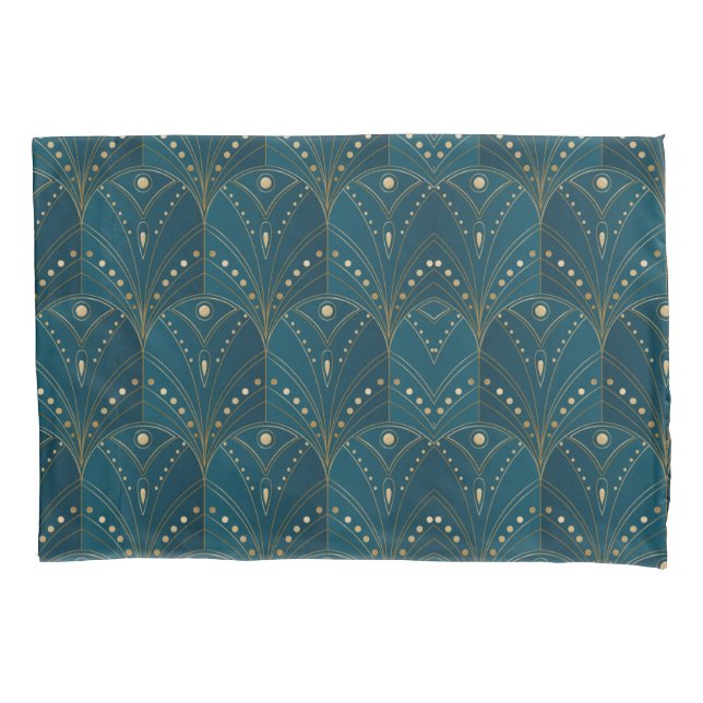 Art Deco-Muster mit goldenen geometrischen Formen Kissenbezug (Vorderseite-Links)