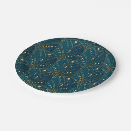 Art-Deco-Muster mit goldenen geometrischen Formen Pappteller