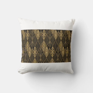 Art Deco Muster. Nahtlose schwarze und goldene Bac Kissen