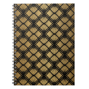 Art Deco Muster. Nahtlose schwarze und goldene Bac Notizblock