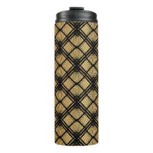 Art Deco Muster. Nahtlose schwarze und goldene Bac Thermosbecher
