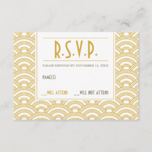 Art Deco Muster Response Card RSVP Karte