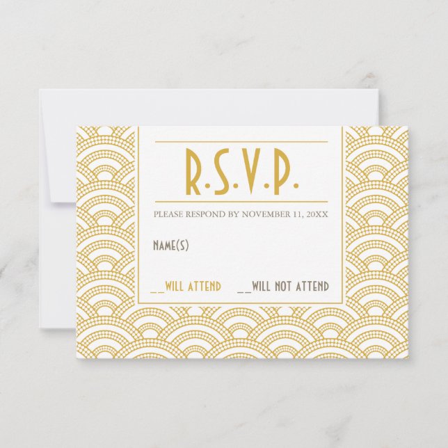 Art Deco Muster Response Card RSVP Karte (Vorderseite)