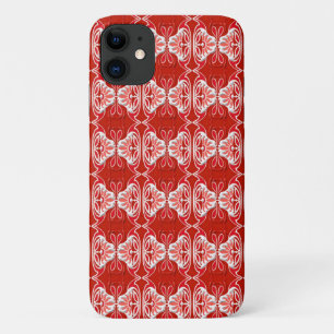 Art Deco Muster - rot und weiß iPhone 11 Hülle