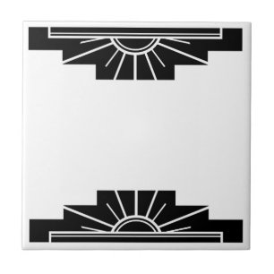 Art Deco Muster schwarz Fliese