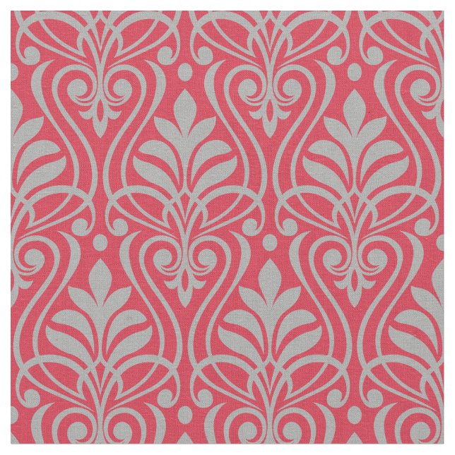 Art Deco Muster - Spanisch Grau am Paradies Pink Stoff (Nahaufnahme)