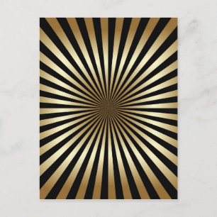Art Deco, Muster, Streifen, Gold, Schwarz, Vintage Postkarte