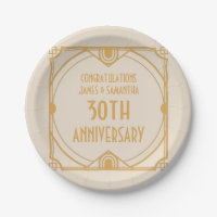 Art Deco Name 40th Wedding Anniversary Pearl Cream