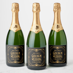 Art Deco Names Golden Wedding CelebratIon Black