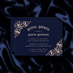 Art Deco Navy Blue und Blush   Geometrisch Einladung