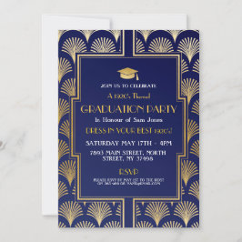 Art Deco Navy Gold Gatsby Party Abschluss der 1920 Einladung