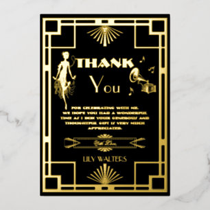 Art Deco Neuer Gatsby Brüllende Zwanziger Danke Folieneinladung