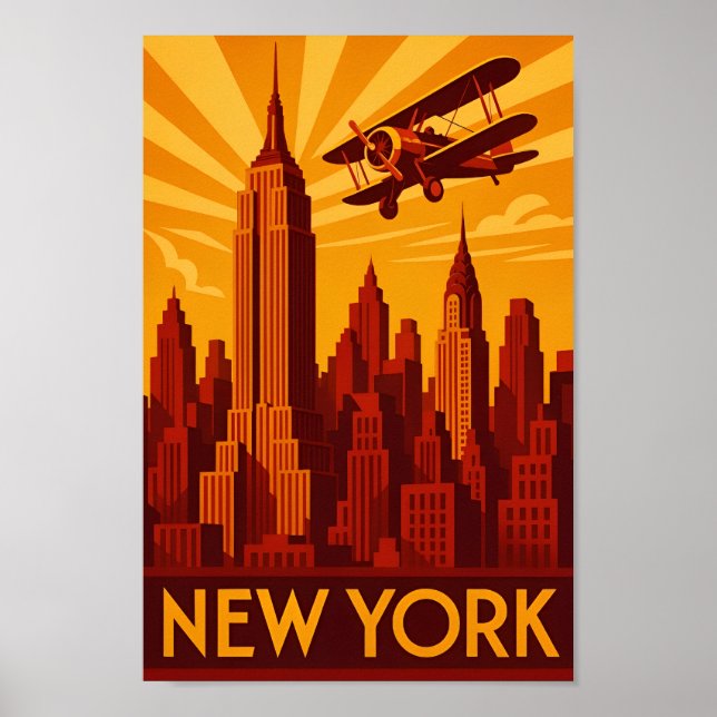 Art deco New York poster print (Vorne)