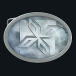 Art Deco Ninja Star Icon, Stein Overlay Ovale Gürtelschnalle<br><div class="desc">Art Deco Ninja Star Icon,  Stein Overlay</div>