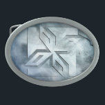 Art Deco Ninja Star Icon, Stein Overlay Ovale Gürtelschnalle<br><div class="desc">Art Deco Ninja Star Icon,  Stein Overlay</div>