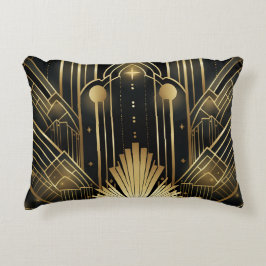 Art Deco Noir und or - elegantes Vintage Dekokissen