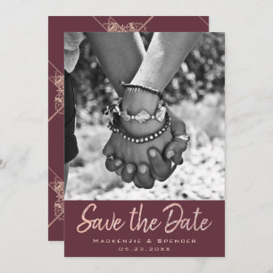 Art Deco Nouveau   Burgund Rose Gold Blush Foto Save The Date