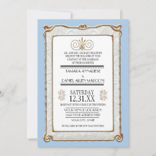 Art Deco Nouveau Gatsby Style Gold an Spitzen Look Einladung