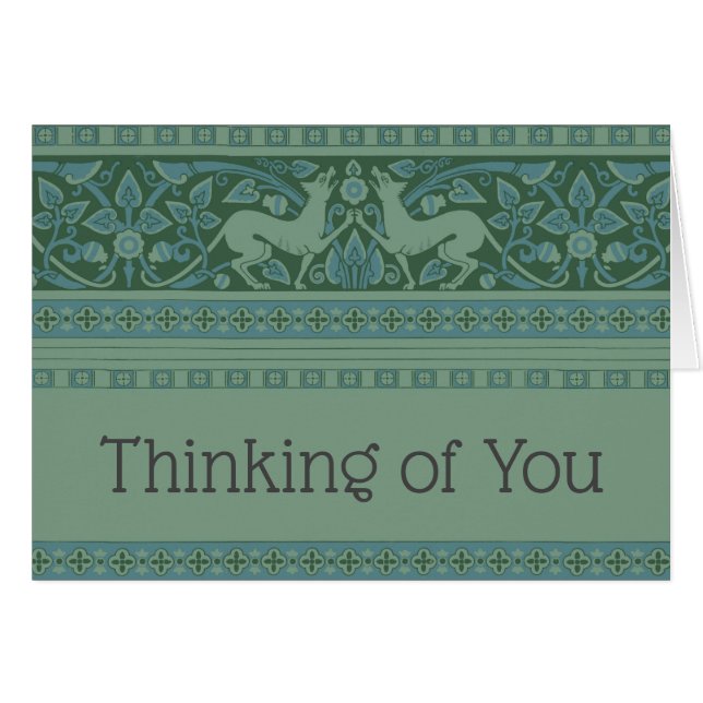 Art Deco Nouveau Hund Natur Tiermuster (Vorderseite (Horizontal))