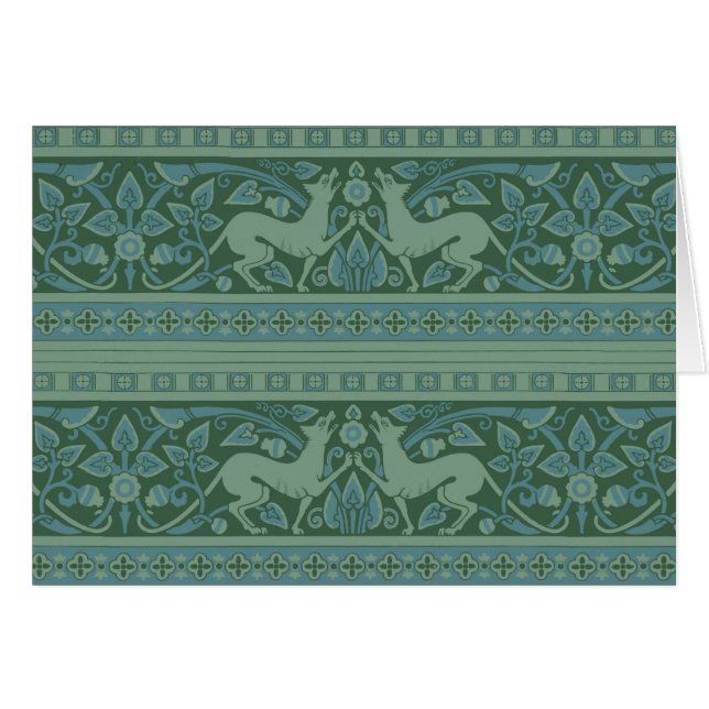 Art Deco Nouveau Hund Natur Tiermuster (Vorderseite (Horizontal))