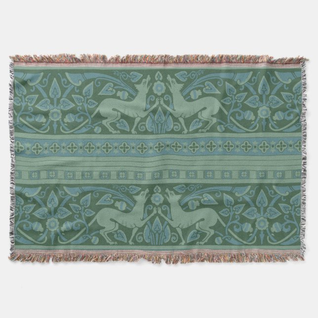 Art Deco Nouveau Hund Natur Tiermuster Decke (Vorderseite)