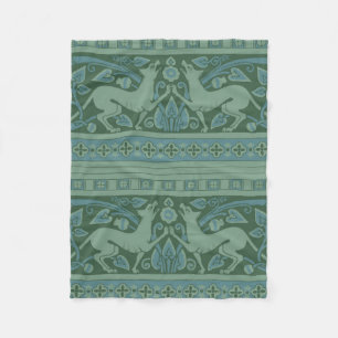 Art Deco Nouveau Hund Natur Tiermuster Fleecedecke