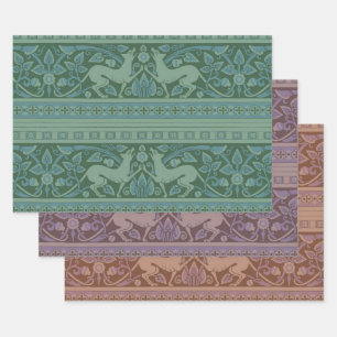 Art Deco Nouveau Hund Natur Tiermuster Geschenkpapier Set