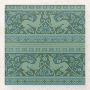 Art Deco Nouveau Hund Natur Tiermuster Glasuntersetzer