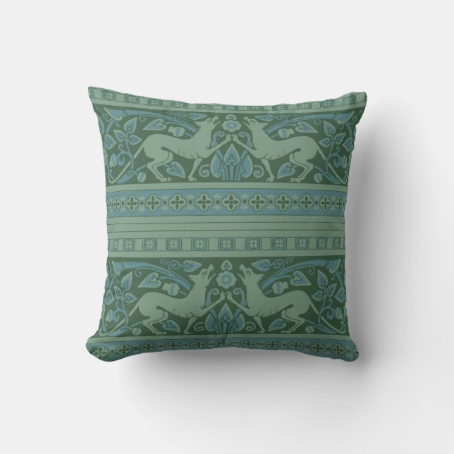 Art Deco Nouveau Hund Natur Tiermuster Kissen (Vorderseite)