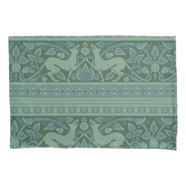 Art Deco Nouveau Hund Natur Tiermuster Kissenbezug (Vorderseite)