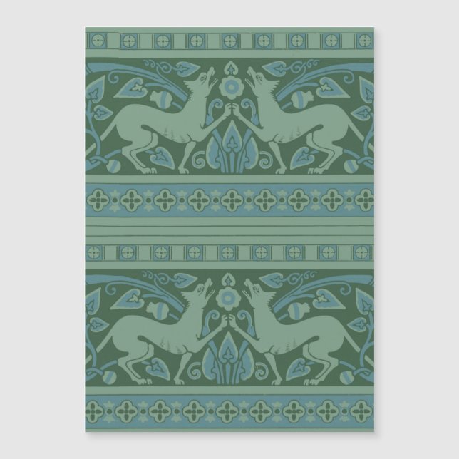 Art Deco Nouveau Hund Natur Tiermuster Magnetkarte (Vorderseite)
