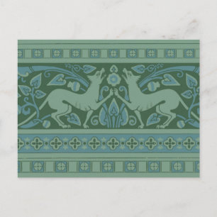 Art Deco Nouveau Hund Natur Tiermuster Postkarte