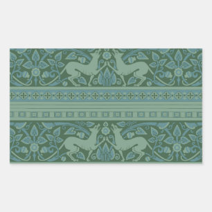 Art Deco Nouveau Hund Natur Tiermuster Rechteckiger Aufkleber