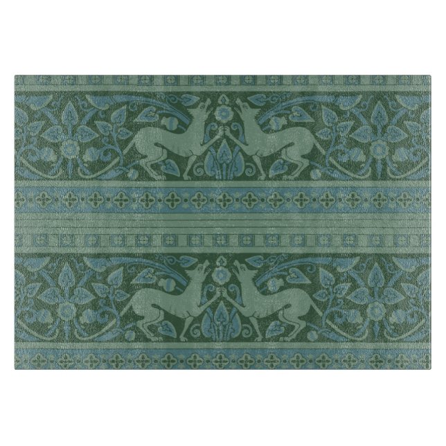 Art Deco Nouveau Hund Natur Tiermuster Schneidebrett (Vorderseite)