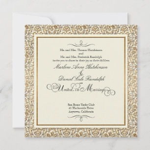 Art Deco Nouveau Imitate Gold Flora Damaskus Einladung