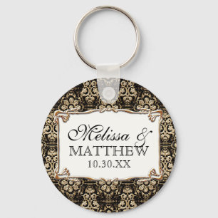 Art Deco Nouveau Imitate Gold Flora Damaskus Schlüsselanhänger