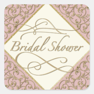 Art Deco Nouveau Lace Damask Goldene Kalligrafie Quadratischer Aufkleber