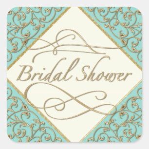 Art Deco Nouveau Lace Damask Goldene Kalligrafie Quadratischer Aufkleber