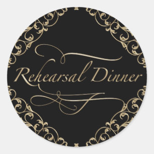 Art Deco Nouveau Lace Damask Goldene Kalligrafie Runder Aufkleber