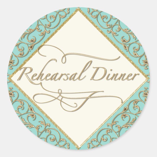 Art Deco Nouveau Lace Damask Goldene Kalligrafie Runder Aufkleber (Vorderseite)