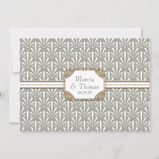 Art Deco Nouveau Modern Fan Muschel Muster Einladung (Vorderseite)