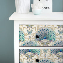 Art Deco Nouveau Peacock Butterfly Gold Decoupage