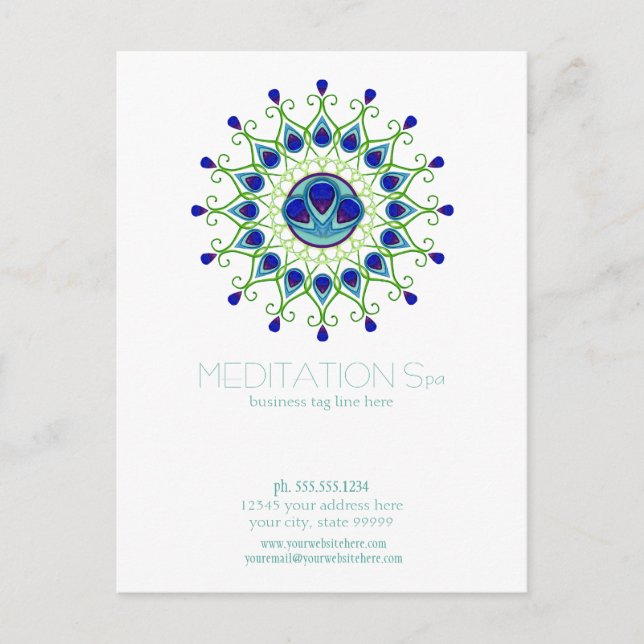 Art Deco Nouveau Peacock Feather Modernes Business Postkarte (Vorderseite)